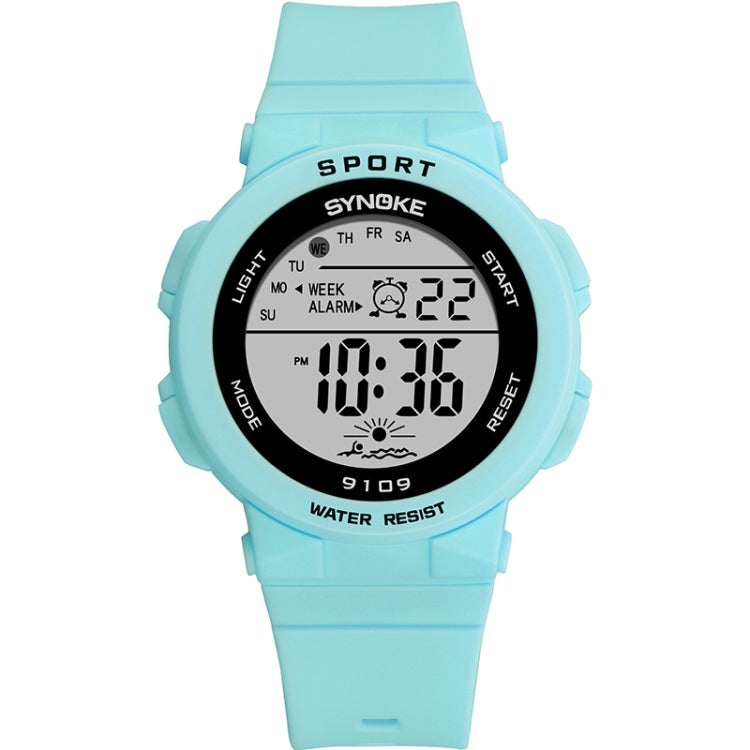 SYNOKE 9109 Montre électronique multifonctionnelle lumineuse colorée étanche pour étudiant, noir, rose, blanc, vert lac