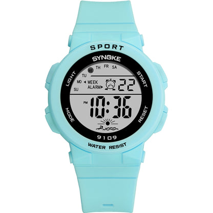 SYNOKE 9109 Montre électronique multifonctionnelle lumineuse colorée étanche pour étudiant, noir, rose, blanc, vert lac