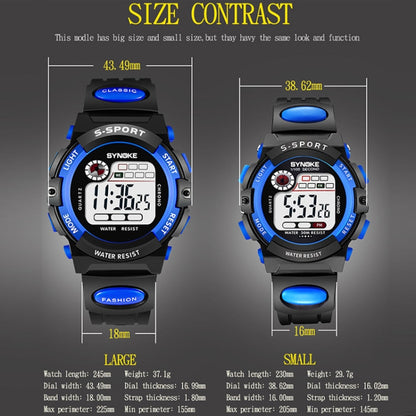 SYNOKE 99269 Montre numérique de sport étanche pour enfant, Grande (bleu), Grande (jaune), Grande (rouge), Grande (gris), Grande (orange), Petite (bleu), Petite (jaune), Petite (rouge), Petite (rose), Petite (orange)