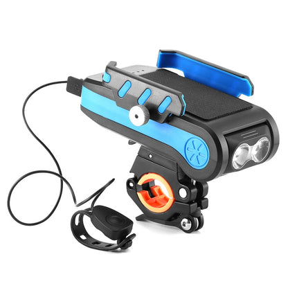 BG-2021 Bicycle Front Light 4 In 1 Mobile Phone Holder Horn Light Mountain Bike Front Light, 2400 MAH Black, 2400 MAH Red, 2400 MAH Blue, 4000 MAH Black, 4000 MAH Red, 4000 MAH Blue