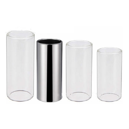 M02219 4 in 1 Plexiglass Slid Bar + Stainless Steel Slid Bar + Celluloid Guitar Finger Pick + Plastic Box Set, Plexiglass Slid Bar