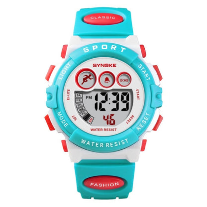 SYNOKE 9802 Montre numérique de sport étanche pour enfant, Bleu Blanc, Bleu Orange, Noir Bleu