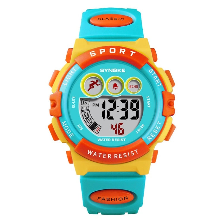 SYNOKE 9802 Montre numérique de sport étanche pour enfant, Bleu Blanc, Bleu Orange, Noir Bleu