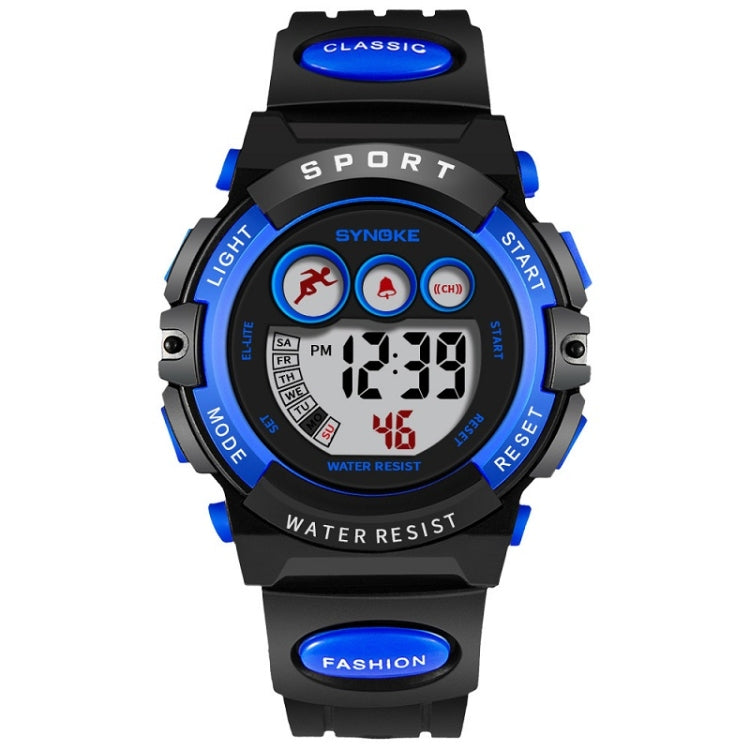 SYNOKE 9802 Montre numérique de sport étanche pour enfant, Bleu Blanc, Bleu Orange, Noir Bleu