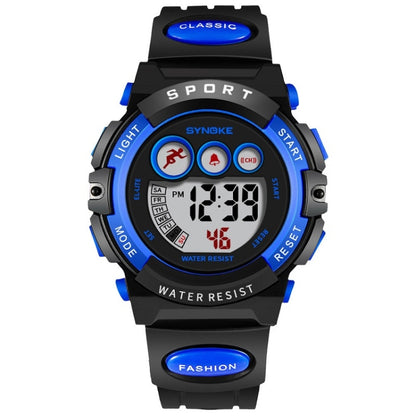 SYNOKE 9802 Montre numérique de sport étanche pour enfant, Bleu Blanc, Bleu Orange, Noir Bleu