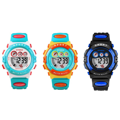 SYNOKE 9802 Montre numérique de sport étanche pour enfant, Bleu Blanc, Bleu Orange, Noir Bleu