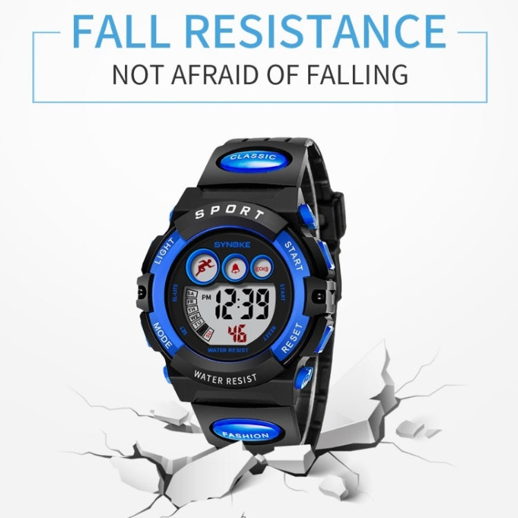 SYNOKE 9802 Montre numérique de sport étanche pour enfant, Bleu Blanc, Bleu Orange, Noir Bleu