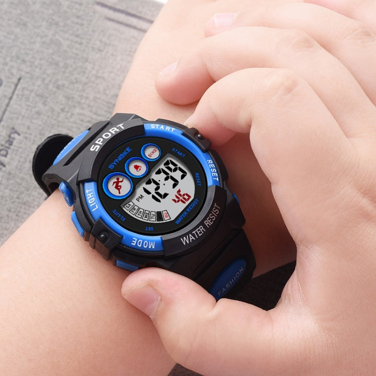 SYNOKE 9802 Montre numérique de sport étanche pour enfant, Bleu Blanc, Bleu Orange, Noir Bleu