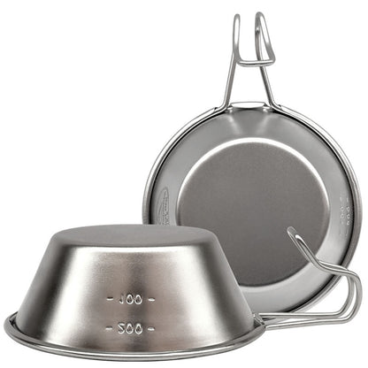 Campingmoon S220 Outdoor Portable Thickened Stainless Steel Bowl Camping Multi-Purpose Cutlery