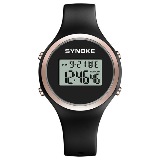 SYNOKE 9108 Student Silicone Strap Electronic Watch, Black, Pink