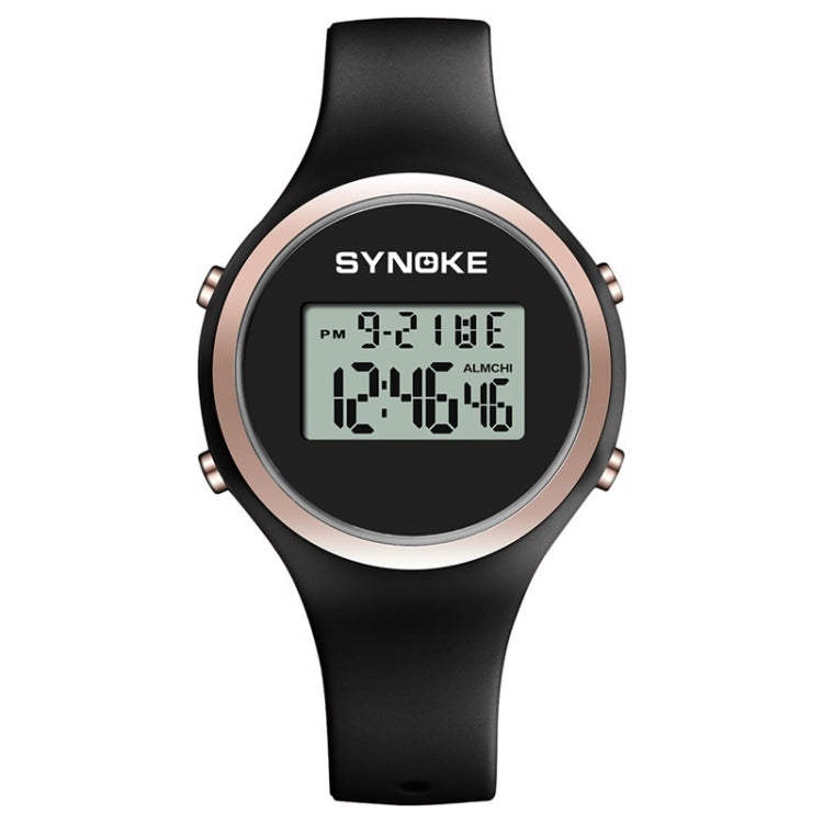SYNOKE 9108 Student Silicone Strap Electronic Watch, Black, Pink