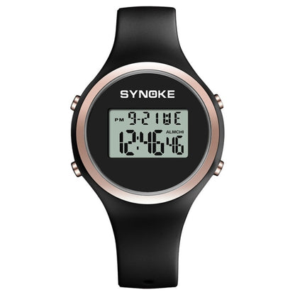 SYNOKE 9108 Student Silicone Strap Electronic Watch, Black, Pink