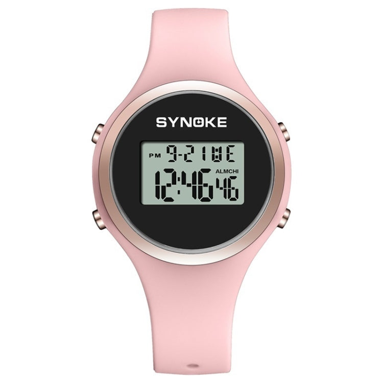 SYNOKE 9108 Student Silicone Strap Electronic Watch, Black, Pink