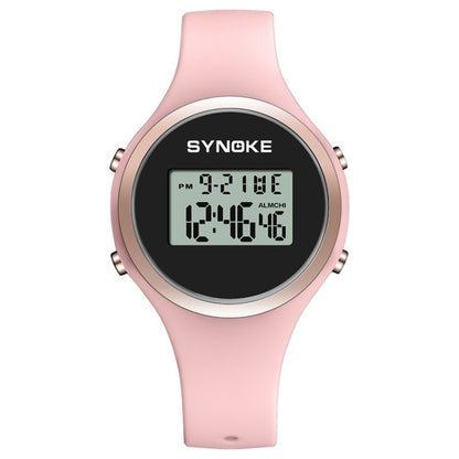 SYNOKE 9108 Student Silicone Strap Electronic Watch, Black, Pink