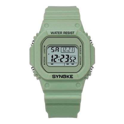 SYNOKE 9620 Montre électronique de sport pour couple avec bracelet en plastique, vert bouillon, rose adolescent, noir cool, blanc angélique, blanc transparent, noir transparent, rose transparent, café transparent