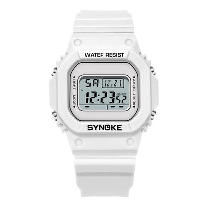 SYNOKE 9620 Montre électronique de sport pour couple avec bracelet en plastique, vert bouillon, rose adolescent, noir cool, blanc angélique, blanc transparent, noir transparent, rose transparent, café transparent