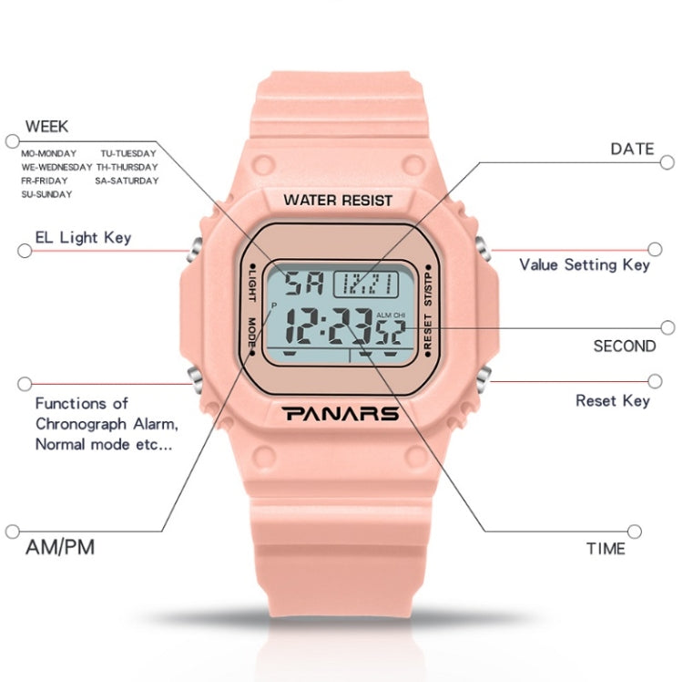 SYNOKE 9620 Montre électronique de sport pour couple avec bracelet en plastique, vert bouillon, rose adolescent, noir cool, blanc angélique, blanc transparent, noir transparent, rose transparent, café transparent