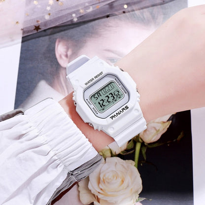SYNOKE 9620 Montre électronique de sport pour couple avec bracelet en plastique, vert bouillon, rose adolescent, noir cool, blanc angélique, blanc transparent, noir transparent, rose transparent, café transparent