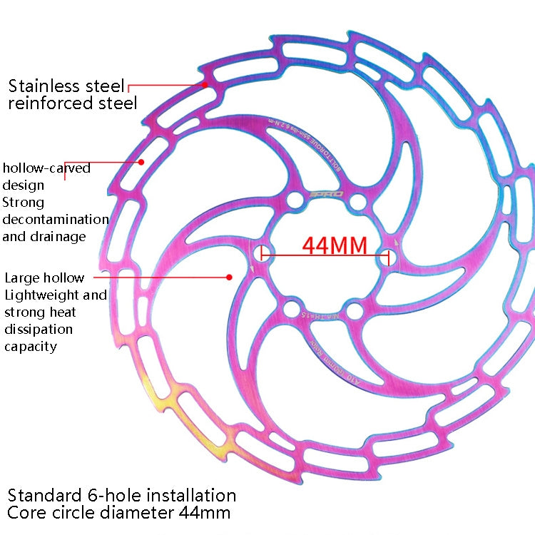 IIIPRO Bike Disc Mountain Bike Hollow Disc Dish Six Nail Brake Pad, Style:, 160mm, 180mm, 203mm
