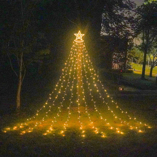 10LM 350 LED Guirlande lumineuse étoile pour arbre de Noël, Effet cascade, Lumière météore extérieure, Spécification de la prise : Prise US, Prise EU