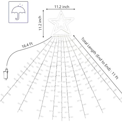 10LM 350 LED Star Waterfall Light Christmas Tree String Lights Outdoor Meteor Light, Plug Spec:, US Plug, EU Plug