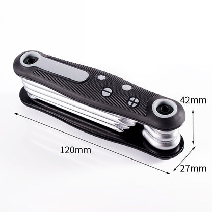 8 In 1 Bicycle Repair Portable Folding Allen Wrench, Phillips Slotted, Inner Hexagon, Torx