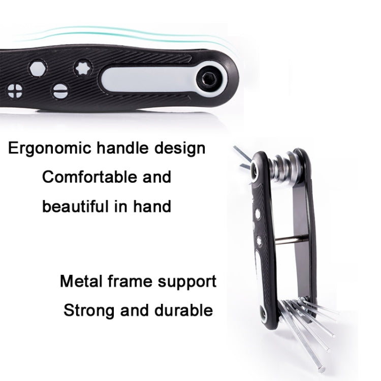 8 In 1 Bicycle Repair Portable Folding Allen Wrench, Phillips Slotted, Inner Hexagon, Torx