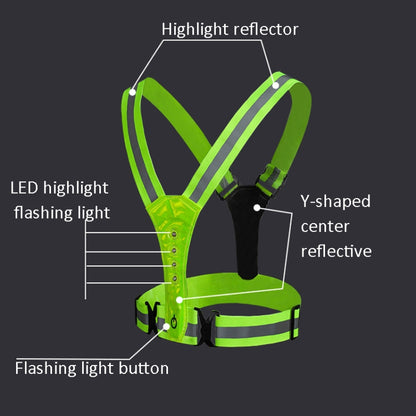 LED Reflective Vest High Stretch Outdoor Reflective Vest Traffic Safety Reflective Clothing, Green, Orange, Blue, Black, Pink, Yellow