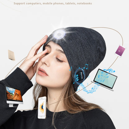 M1-BL LED Glowing Bluetooth Music Hat Wireless Call Night Running Hat, Black, Navy, Gray