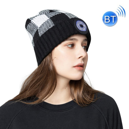 M3-BL Bluetooth LED Music Headset Hat Lady Warm Night Lighting Hat, Black Red, Black White