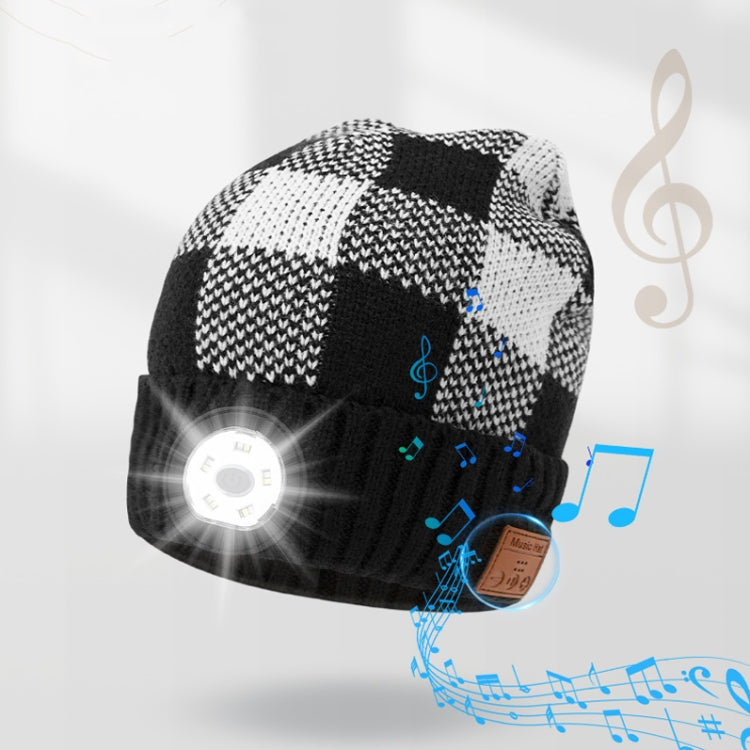 M3-BL Bluetooth LED Music Headset Hat Lady Warm Night Lighting Hat, Black Red, Black White