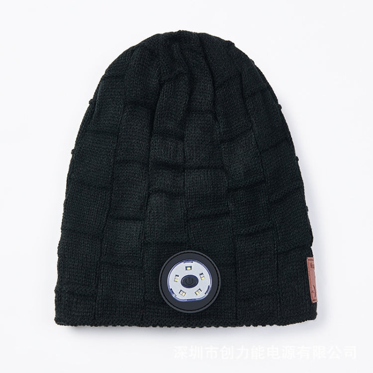 RG5-BL Bluetooth LED Lighting Music Knit Hat Plus Velvet Night Running Lamp Hat, Black, Dark Gray