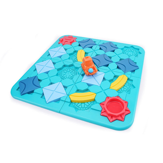 Jeu de société de construction de routes et de labyrinthe, jouet de réflexion et de logique pour enfants avec chariot élévateur à rétrofriction.