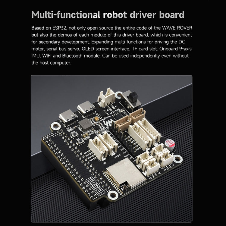 Waveshare WAVE ROVER Flexible Expandable 4WD Mobile Robot Chassis, Onboard ESP32 Module, US Plug, EU Plug, UK Plug