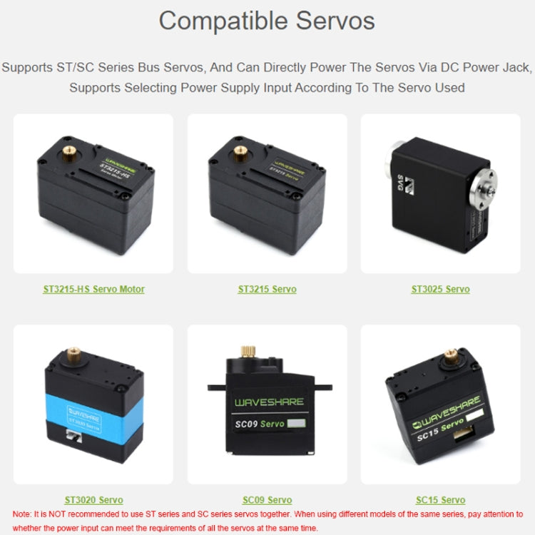 Carte de commande de servomoteur série Waveshare 25514, pour servomoteurs série ST/SC, 25514