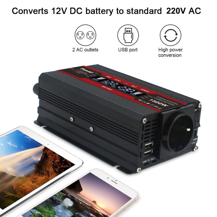 LCD Smart Home Car Inverter 12V To 220V Power Converter, 1500W, 2000W, 2600W, 3000W