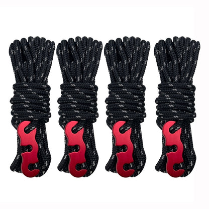 Corde à Vent Lumineuse Multifonction pour Tente de Camping en Plein Air, Boucle de Corde à Vent, Corde Fixe de Tente, 4m x 4 Rouleaux, 4m x 6 Rouleaux