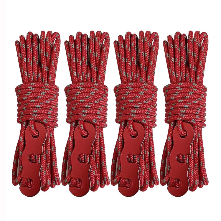 Corde à Vent Lumineuse Multifonction pour Tente de Camping en Plein Air, Boucle de Corde à Vent, Corde Fixe de Tente, 4m x 4 Rouleaux, 4m x 6 Rouleaux