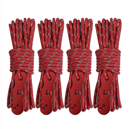 Corde à Vent Lumineuse Multifonction pour Tente de Camping en Plein Air, Boucle de Corde à Vent, Corde Fixe de Tente, 4m x 4 Rouleaux, 4m x 6 Rouleaux
