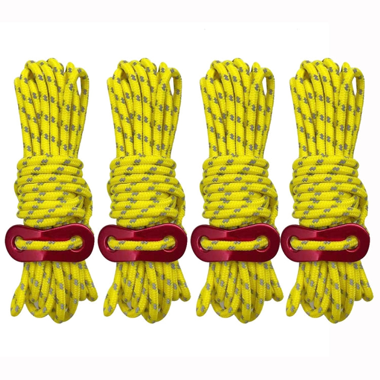 Corde à Vent Lumineuse Multifonction pour Tente de Camping en Plein Air, Boucle de Corde à Vent, Corde Fixe de Tente, 4m x 4 Rouleaux, 4m x 6 Rouleaux