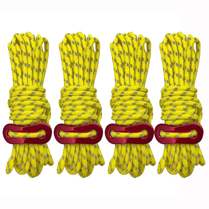 Corde à Vent Lumineuse Multifonction pour Tente de Camping en Plein Air, Boucle de Corde à Vent, Corde Fixe de Tente, 4m x 4 Rouleaux, 4m x 6 Rouleaux