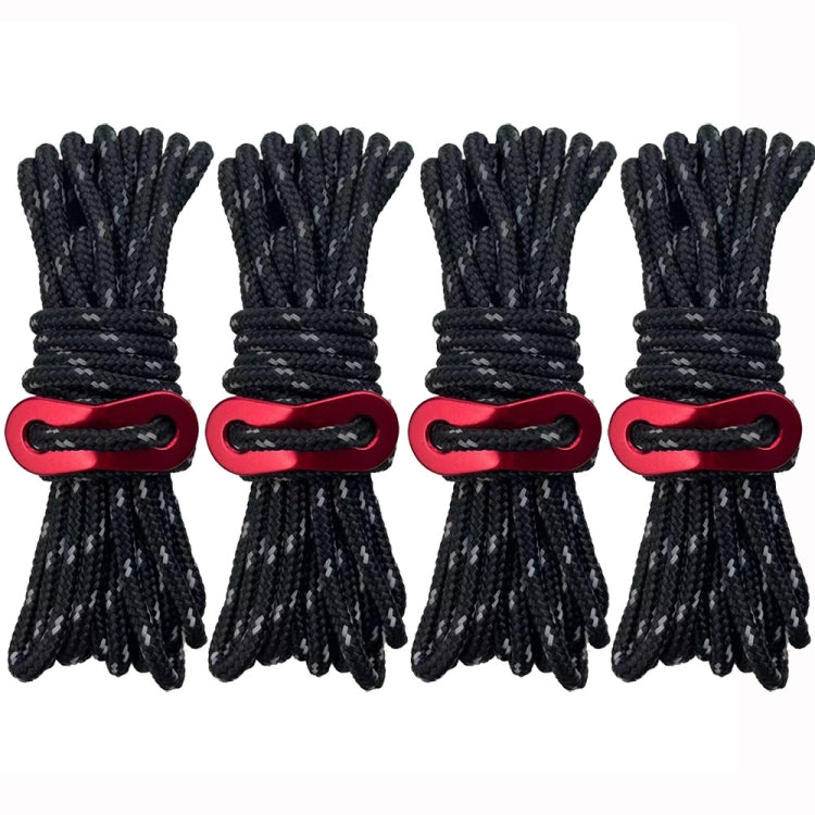 Corde à Vent Lumineuse Multifonction pour Tente de Camping en Plein Air, Boucle de Corde à Vent, Corde Fixe de Tente, 4m x 4 Rouleaux, 4m x 6 Rouleaux
