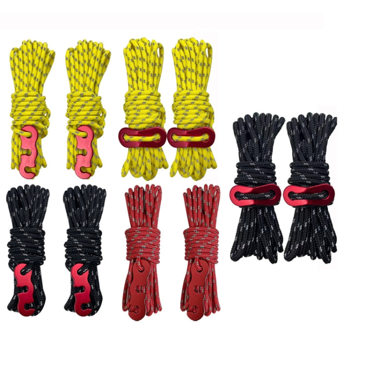 Corde à Vent Lumineuse Multifonction pour Tente de Camping en Plein Air, Boucle de Corde à Vent, Corde Fixe de Tente, 4m x 4 Rouleaux, 4m x 6 Rouleaux