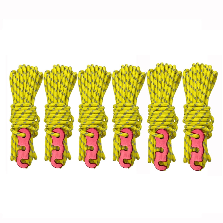 Outdoor Camping Tent Canopy Wind Rope Luminous Multi-Function Wind Rope Buckle Tent Fixed Rope, 4m x 4 Rolls, 4m x 6 Rolls