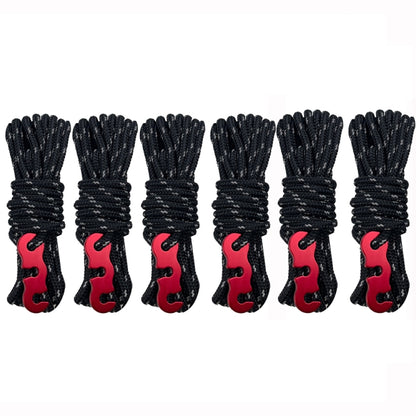 Outdoor Camping Tent Canopy Wind Rope Luminous Multi-Function Wind Rope Buckle Tent Fixed Rope, 4m x 4 Rolls, 4m x 6 Rolls