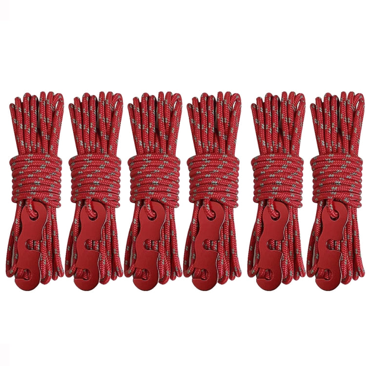 Corde à Vent Lumineuse Multifonction pour Tente de Camping en Plein Air, Boucle de Corde à Vent, Corde Fixe de Tente, 4m x 4 Rouleaux, 4m x 6 Rouleaux