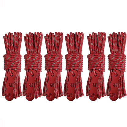 Corde à Vent Lumineuse Multifonction pour Tente de Camping en Plein Air, Boucle de Corde à Vent, Corde Fixe de Tente, 4m x 4 Rouleaux, 4m x 6 Rouleaux
