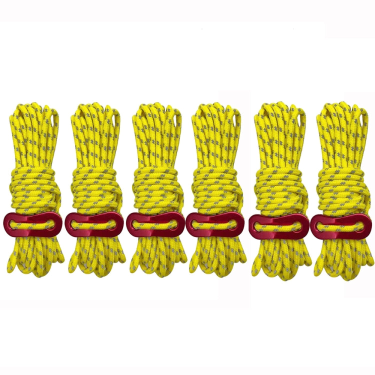 Corde à Vent Lumineuse Multifonction pour Tente de Camping en Plein Air, Boucle de Corde à Vent, Corde Fixe de Tente, 4m x 4 Rouleaux, 4m x 6 Rouleaux