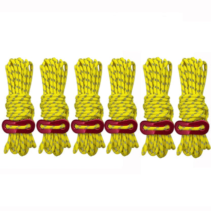 Corde à Vent Lumineuse Multifonction pour Tente de Camping en Plein Air, Boucle de Corde à Vent, Corde Fixe de Tente, 4m x 4 Rouleaux, 4m x 6 Rouleaux
