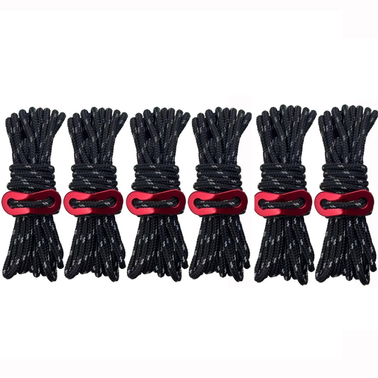 Corde à Vent Lumineuse Multifonction pour Tente de Camping en Plein Air, Boucle de Corde à Vent, Corde Fixe de Tente, 4m x 4 Rouleaux, 4m x 6 Rouleaux
